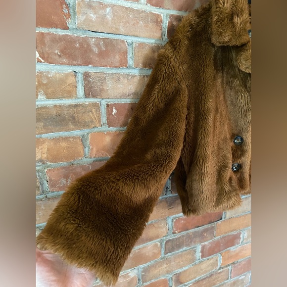 FREE PEOPLE Joplin cozy fur jacket brown size small - Picture 9 of 10